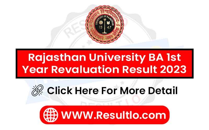 Rajasthan University BA 1st Year Revaluation Result 2023