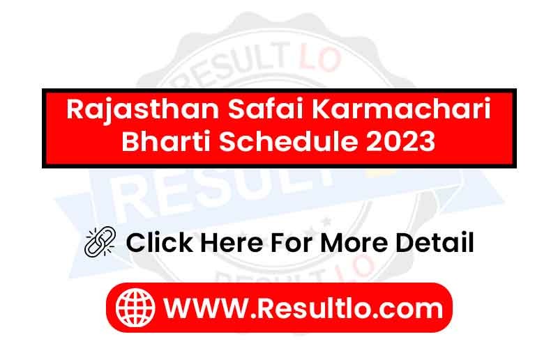 Rajasthan Safai Karmachari Bharti Schedule 2023