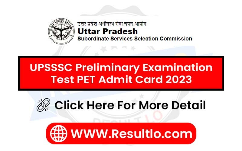 UPSSSC Preliminary Examination Test PET Admit Card 2023