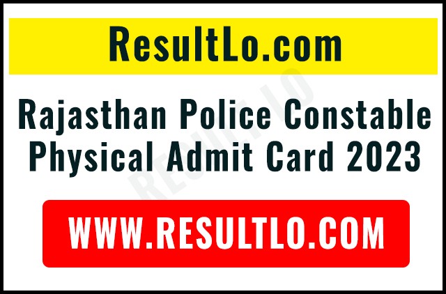 Rajasthan Police Constable Physical Admit Card 2023