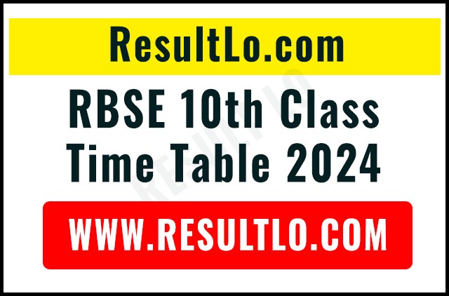 RBSE 10th Class Time Table 2024