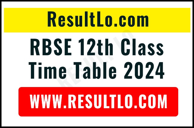 RBSE 12th Class Time Table 2024