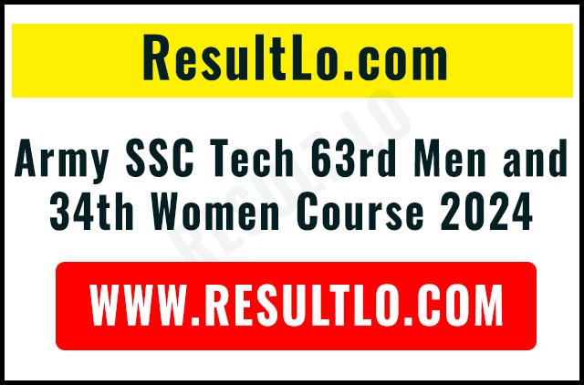 Army SSC Tech 63rd Men and 34th Women Course 2024