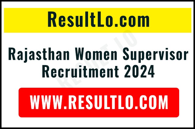 Rajasthan Women Supervisor Recruitment 2024