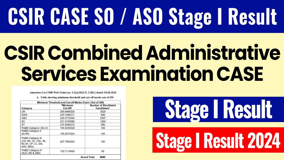 CSIR CASE ASO / SO Result 2024