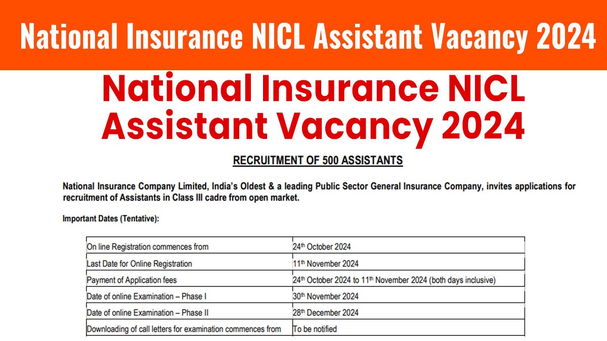 National Insurance NICL Assistant Vacancy 2024