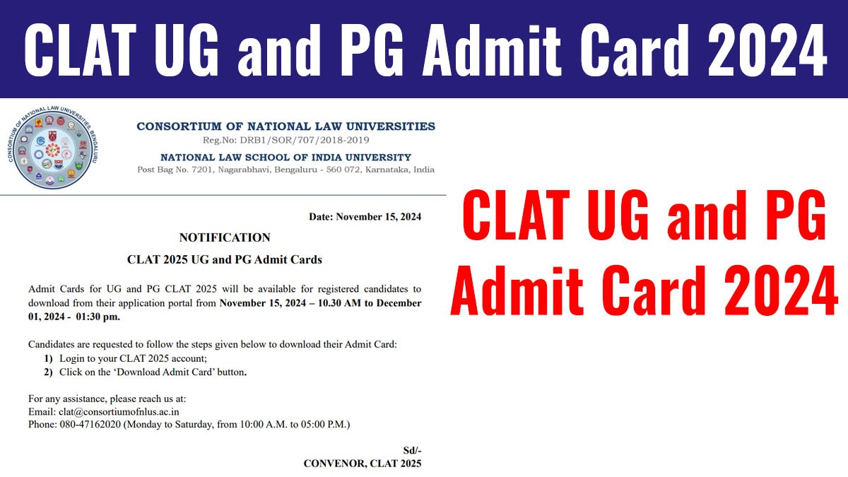 CLAT UG and PG Admit Card 2024